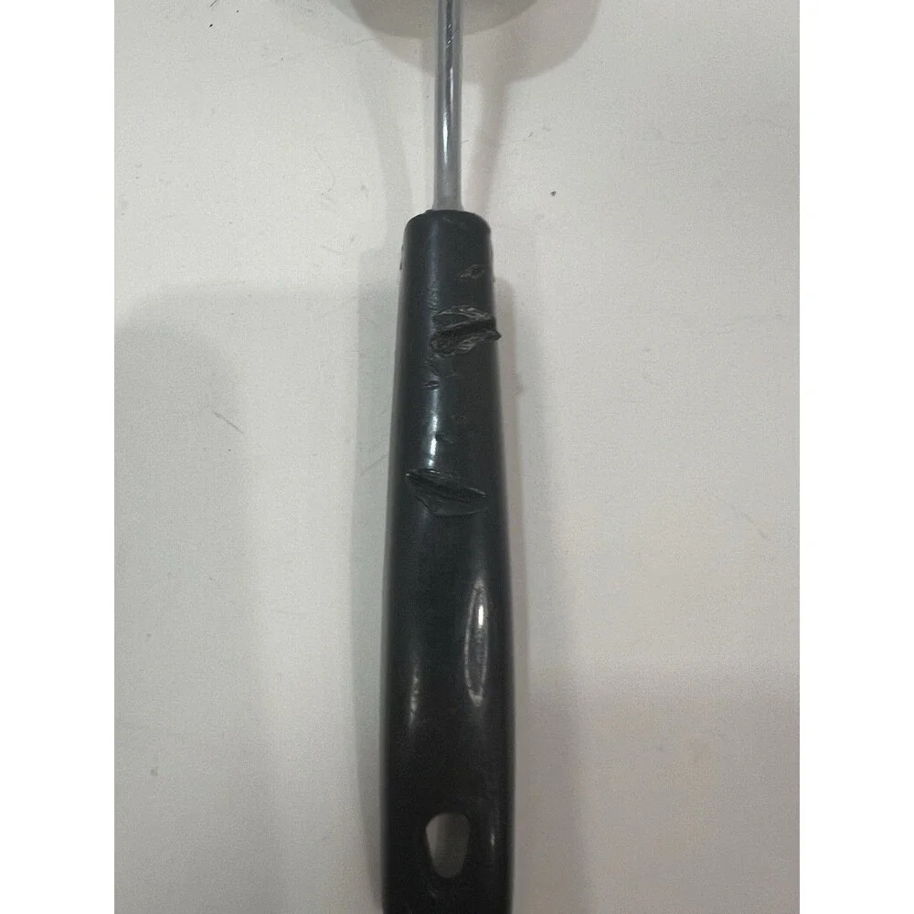 EKCO Spatula Slotted Angled  Chromium Plated Black Corncob Handle 13” Melt Marks